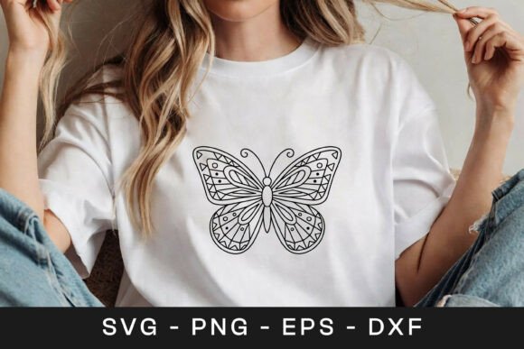 Butterfly Fine Line Art SVG PNG Elegant Graphics in Crafts