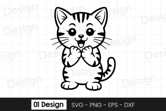 Cute Kitten Shy Pose Cartoon SVG PNG Review