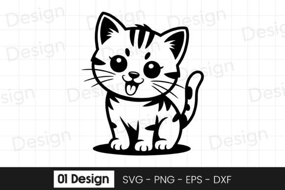 Cute Kitten Sitting Cartoon Design SVG Review