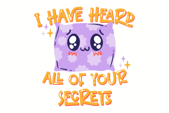 Kawaii Pillow Secret Keeper Graphics for Crafts and Design