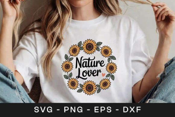 Nature Lover Sunflower Floral SVG PNG for Graphics & Crafts
