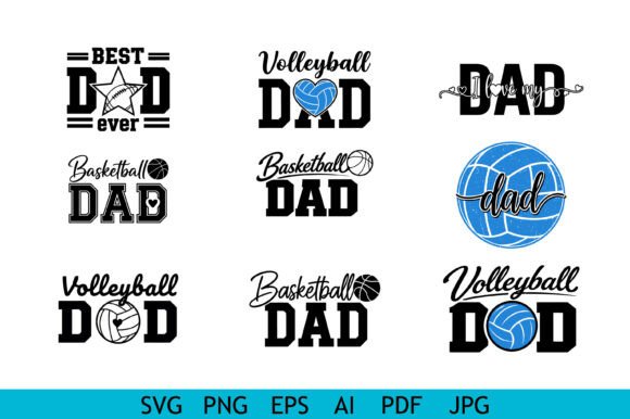 Sports Dad Typography Bundle Design for Graphics and Crafts