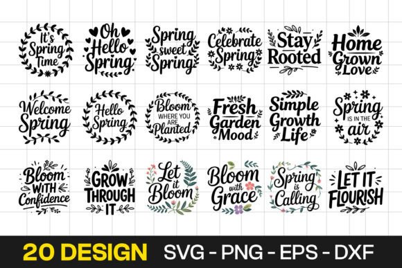 Spring Quotes Wreath Floral Typography for Graphics and Crafts