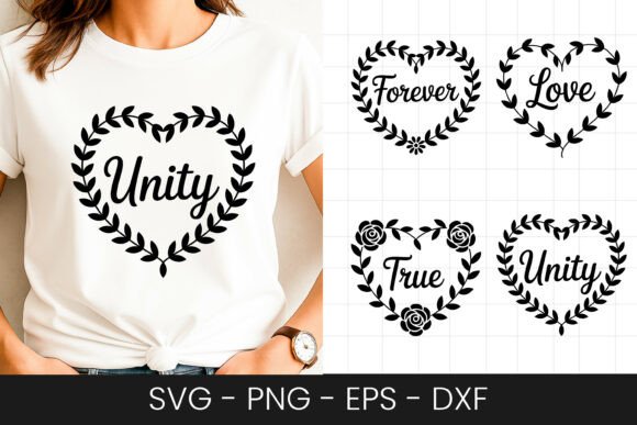 Unity Love Heart Wreath Design SVG PNG for Graphics and Crafts