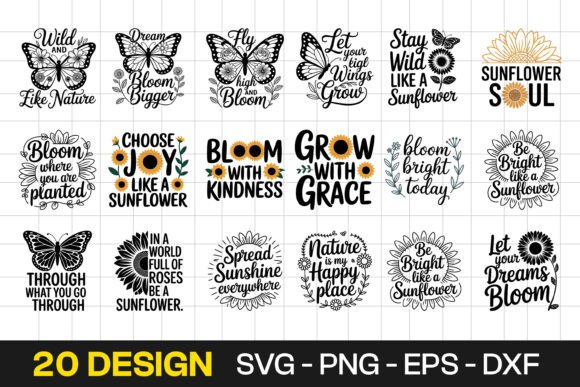 Wildflower Inspirational Quotes Graphics for Crafts